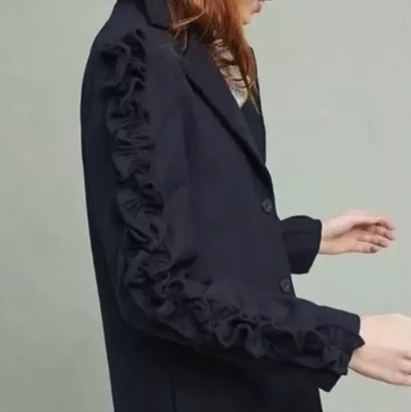 Anthropologie The Fifth Label Women Double Breast Narrative Ruffle Slv Coat sz S - Picture 3 of 13